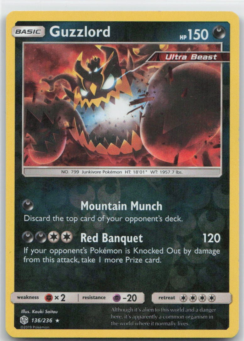 Guzzlord Reverse Holo Holo Rare 136/236 SM - Cosmic Eclipse NM
