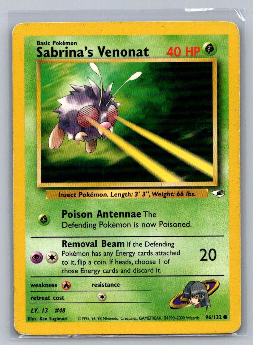 Sabrina's Venonat Unlimited Common 096/132 Gym Heroes LP