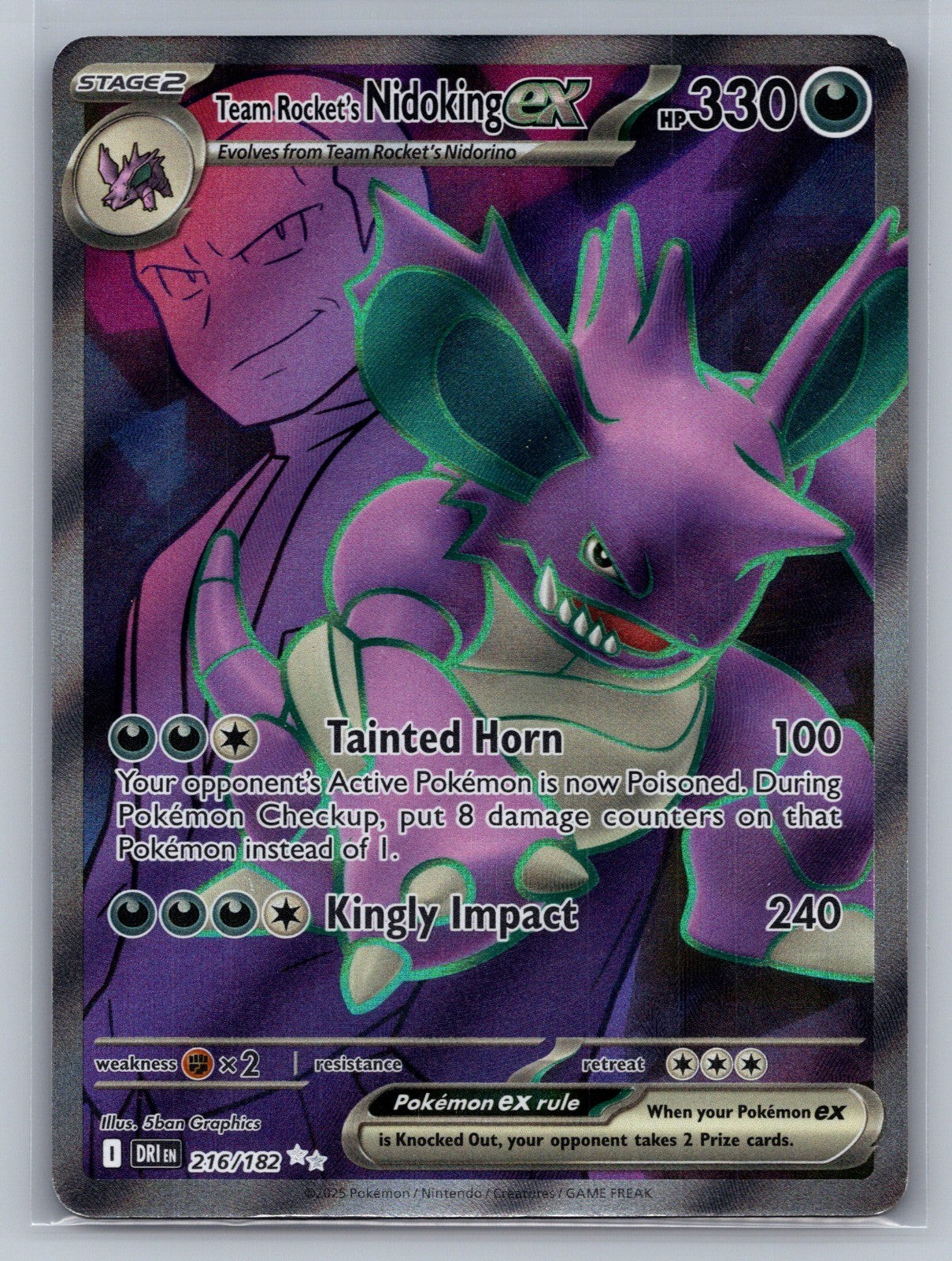 Team Rocket's Nidoking ex Holo Ultra Rare 216/182 SV10: Destined Rivals NM