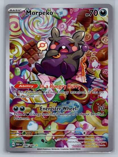 Morpeko Holo Illustration Rare 206/182 SV04: Paradox Rift NM