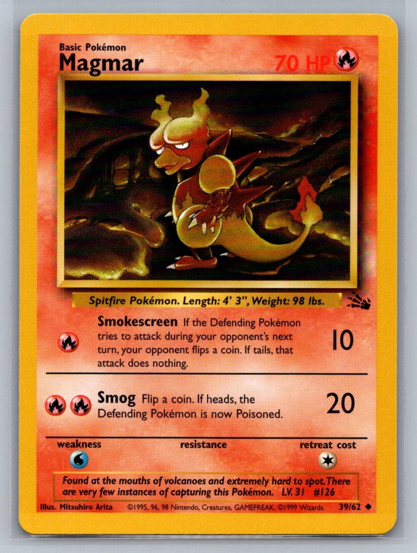 Magmar Unlimited Uncommon 39/62 Fossil LP