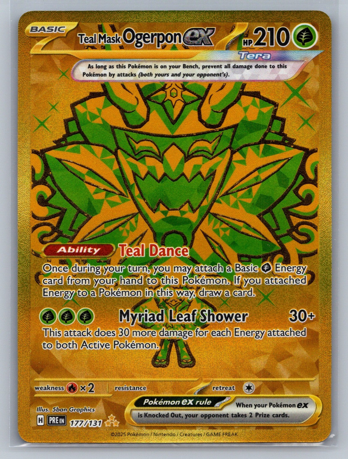 Teal Mask Ogerpon ex - Holo Hyper Rare 177/131 SV: Prismatic Evolutions NM