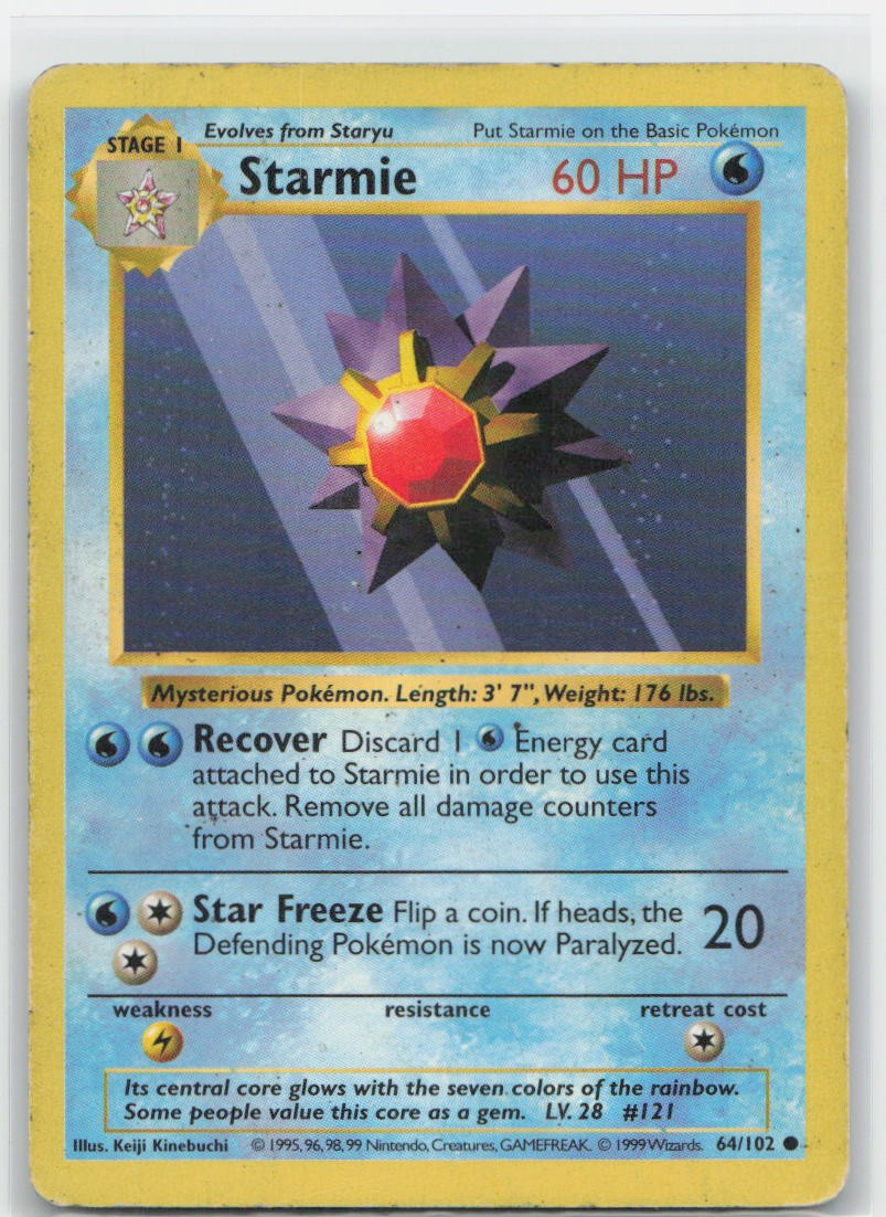 Starmie Unlimited Common 064/102 Base Set (Shadowless) MP