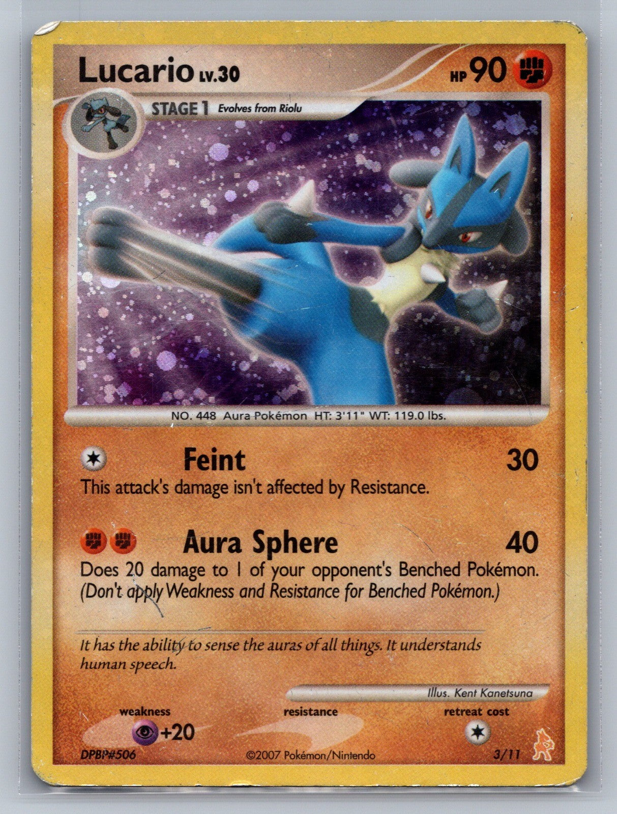 Lucario Holo Common 3/11 DP Trainer Kit: Manaphy & Lucario LP