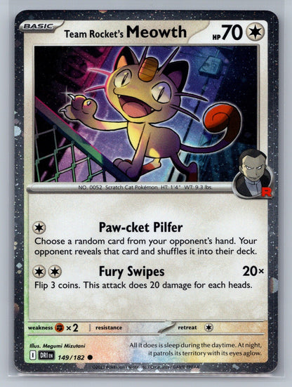Team Rocket's Meowth Common 149/182 SV10: Destined Rivals NM