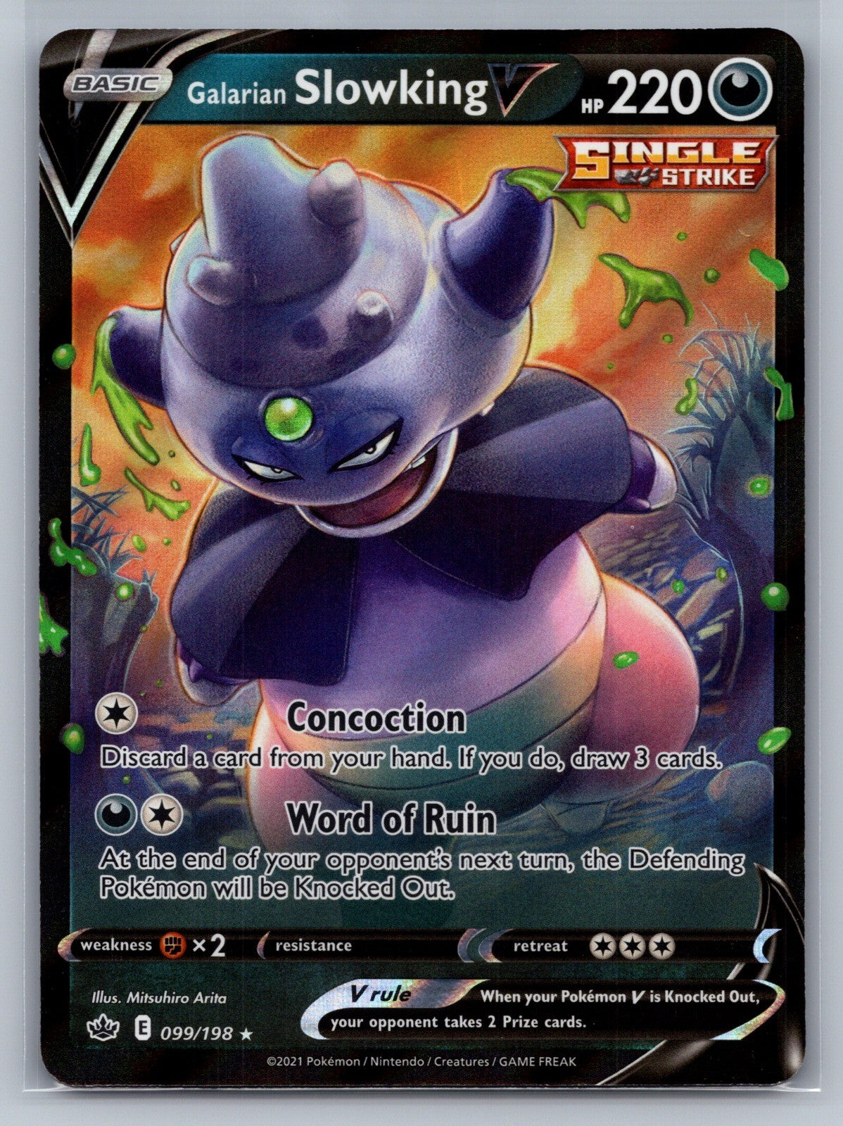 Galarian Slowking V Holo Ultra Rare 099/198 SWSH06: Chilling Reign NM