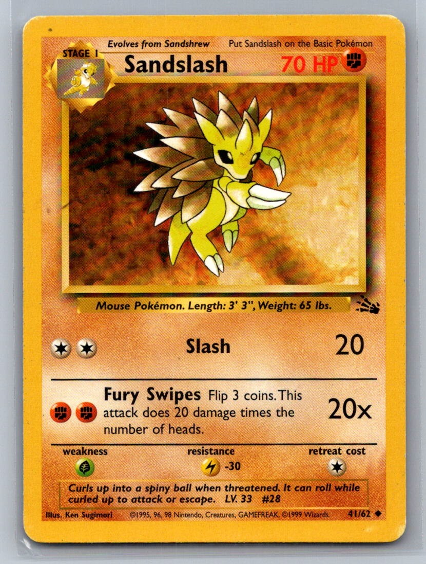 Sandslash Unlimited Uncommon 41/62 Fossil LP