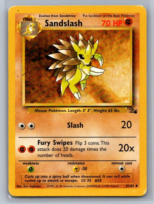 Sandslash Unlimited Uncommon 41/62 Fossil LP