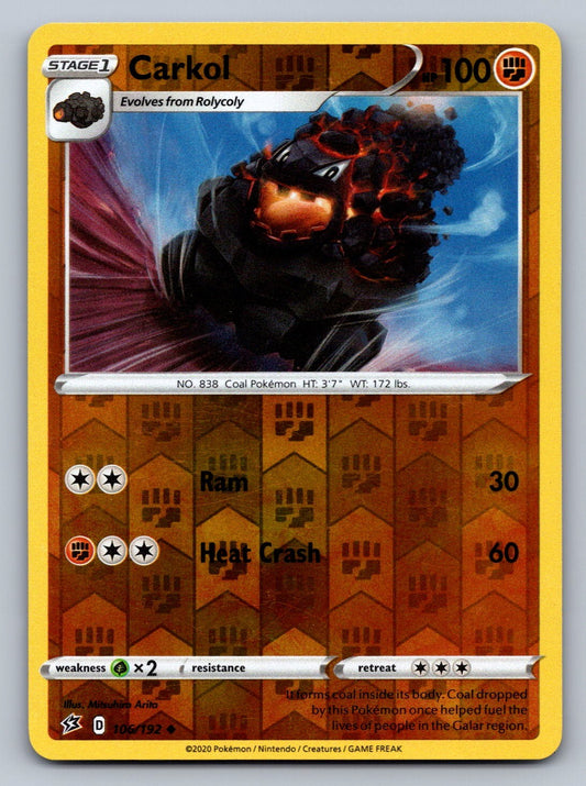Carkol Reverse Holo Uncommon 106/192 SWSH02: Rebel Clash NM