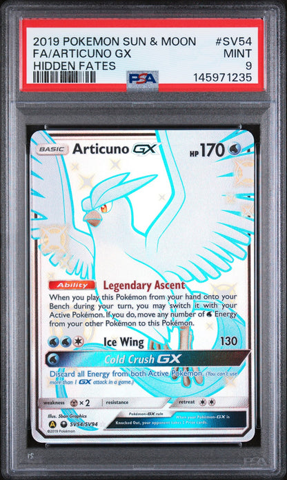 Fa/Articuno Gx Hidden Fates SV54 Pokemon Sun & Moon Hidden Fates NM PSA 9