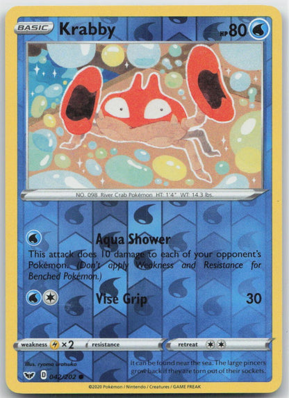 Krabby (042) Reverse Holo Common 042/202 SWSH01: Sword & Shield Base Set NM