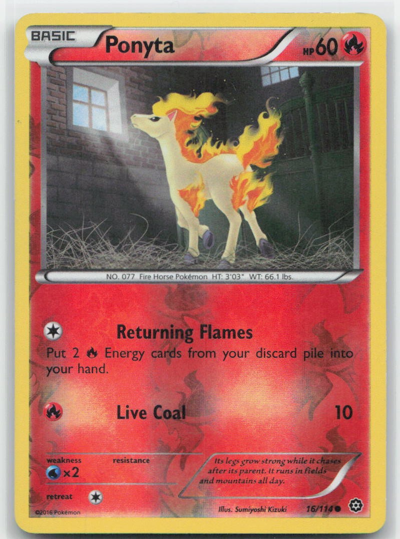 Ponyta Reverse Holo Common 16/114 XY - Steam Siege NM