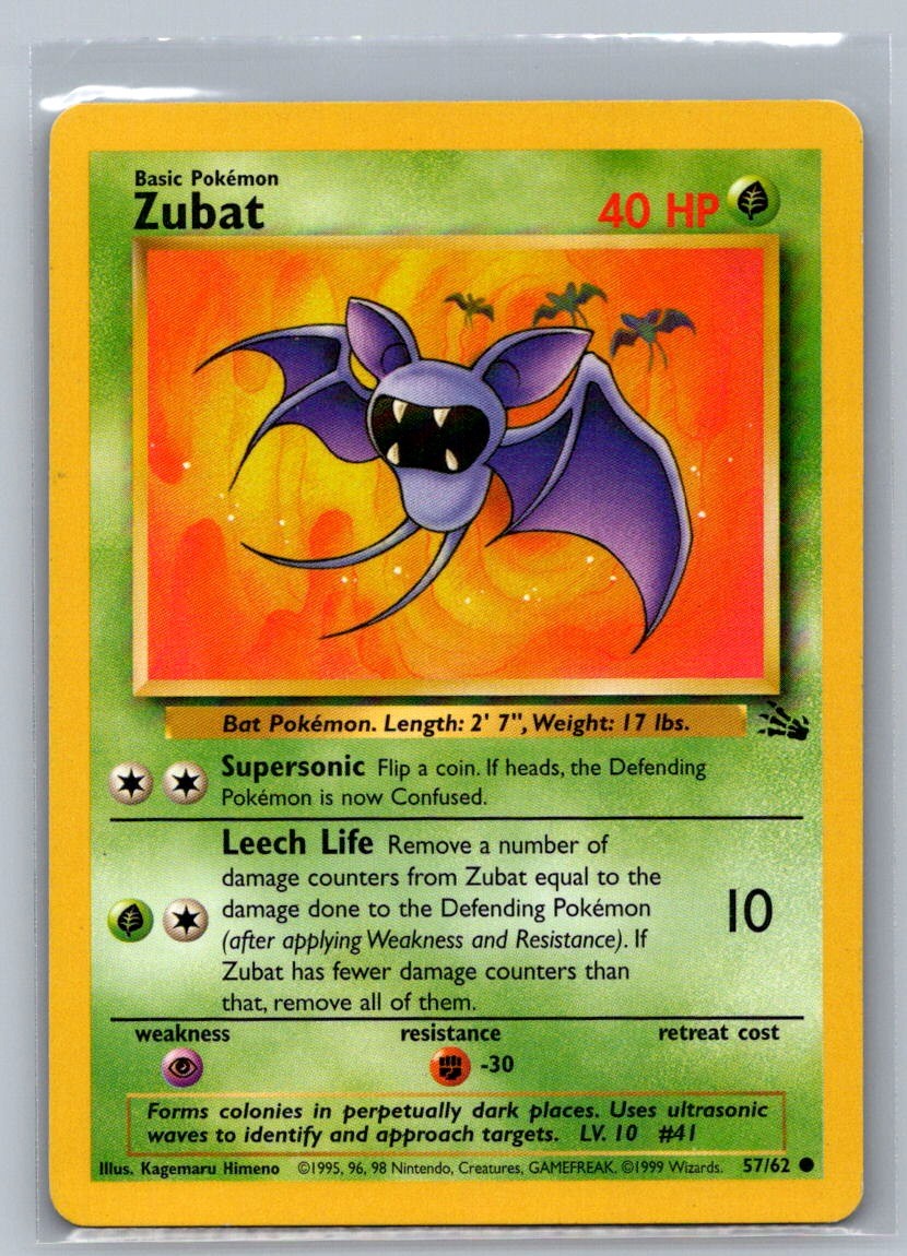 Zubat Unlimited Common 57/62 Fossil LP