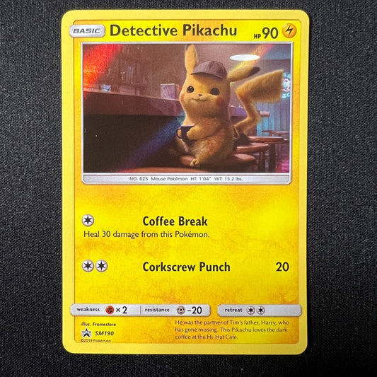 Detective Pikachu SM190 Sun & Moon Black Star Promo Pokemon Card LP+