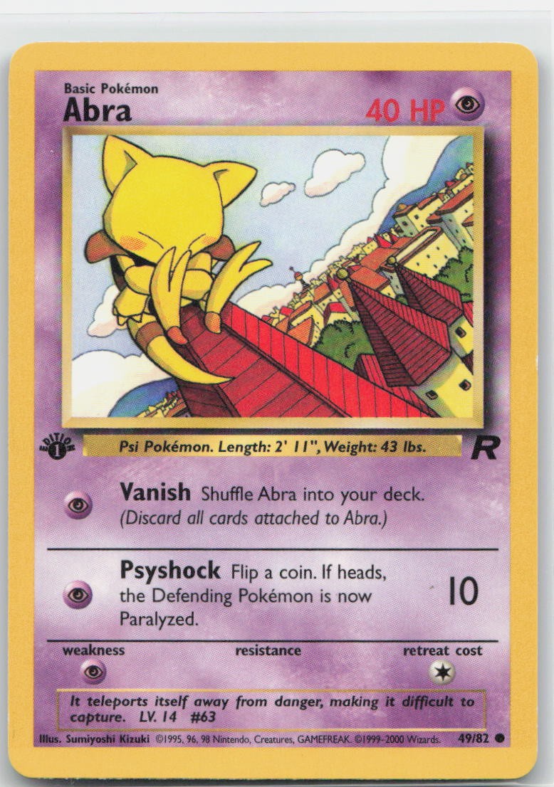 Abra 1st Edition Common 49/82 Team Rocket LP