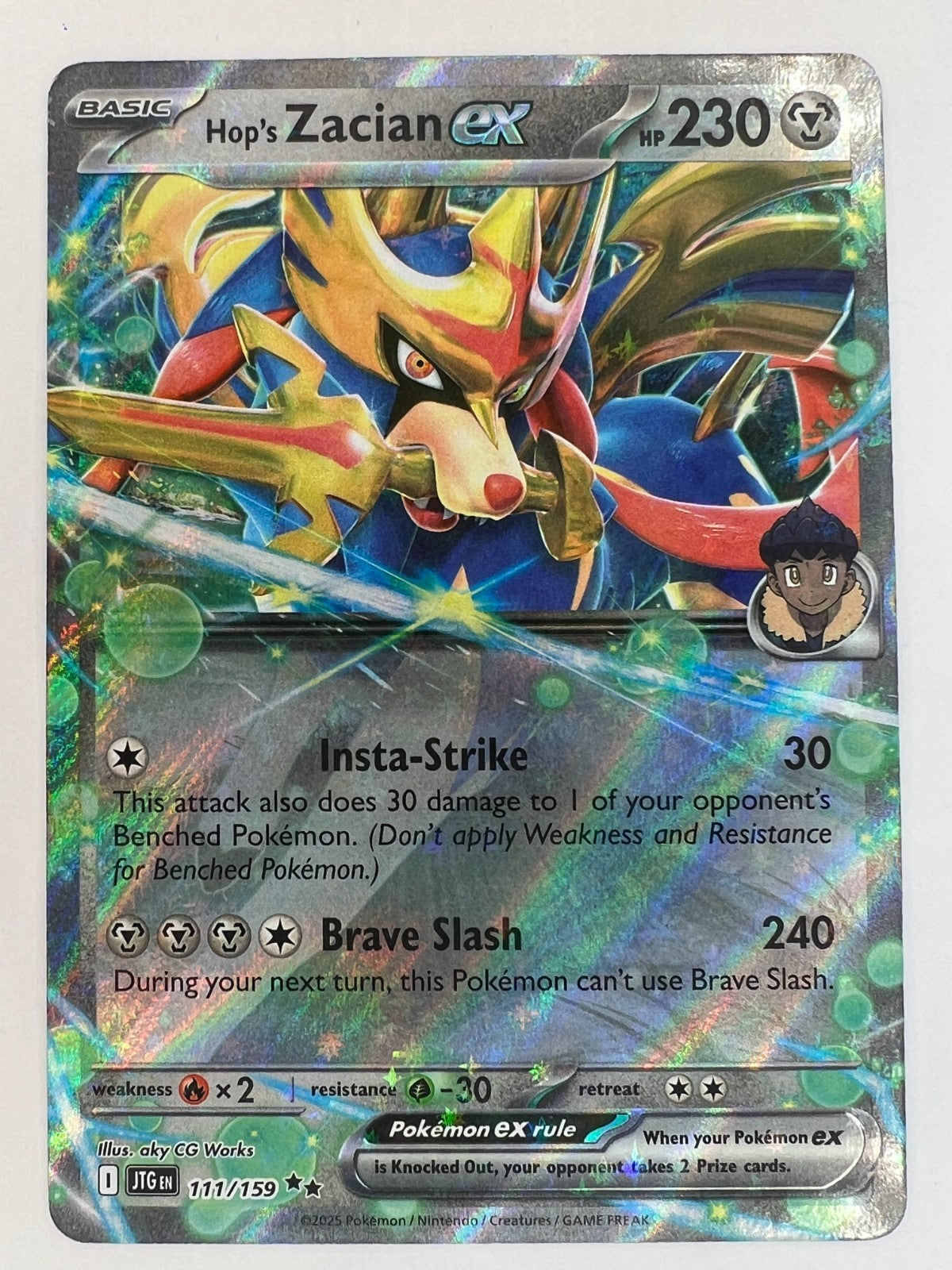 Hop's Zacian ex 111/159 Double Rare Journey Together Pokemon NM