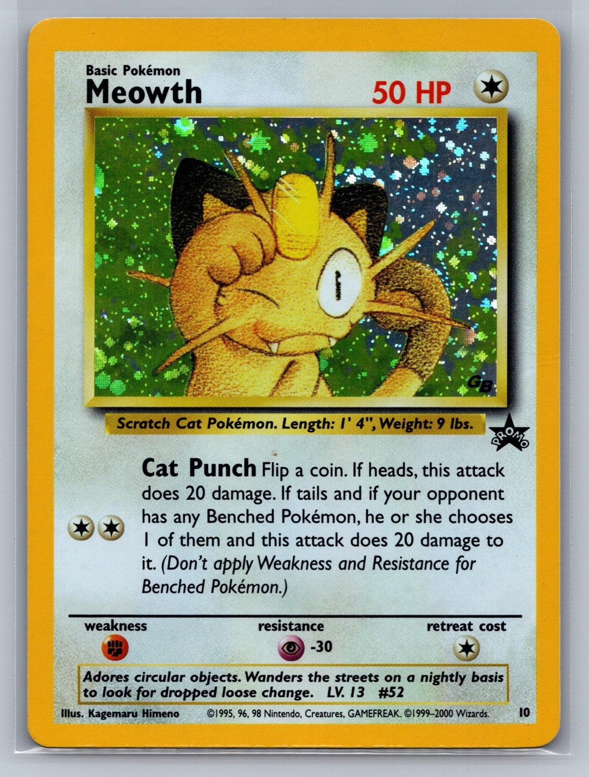 Meowth Holo Promo 10/53 WoTC Promo LP