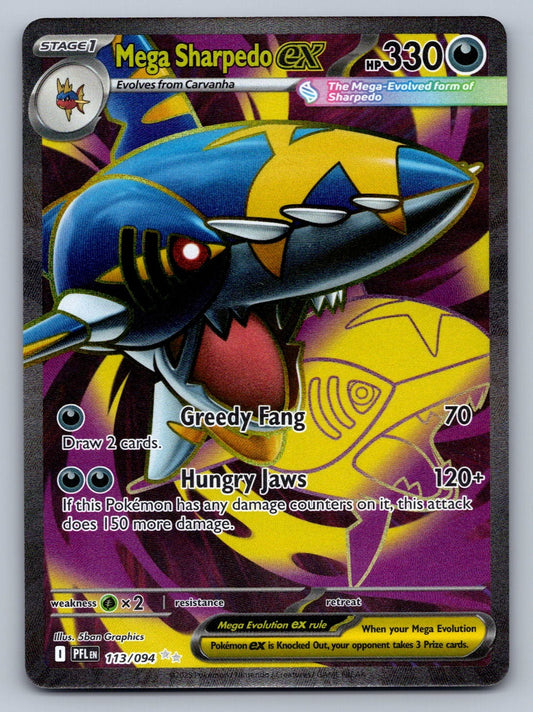 Mega Sharpedo ex - 113/094 Darkness Holo ME02: Phantasmal Flames NM