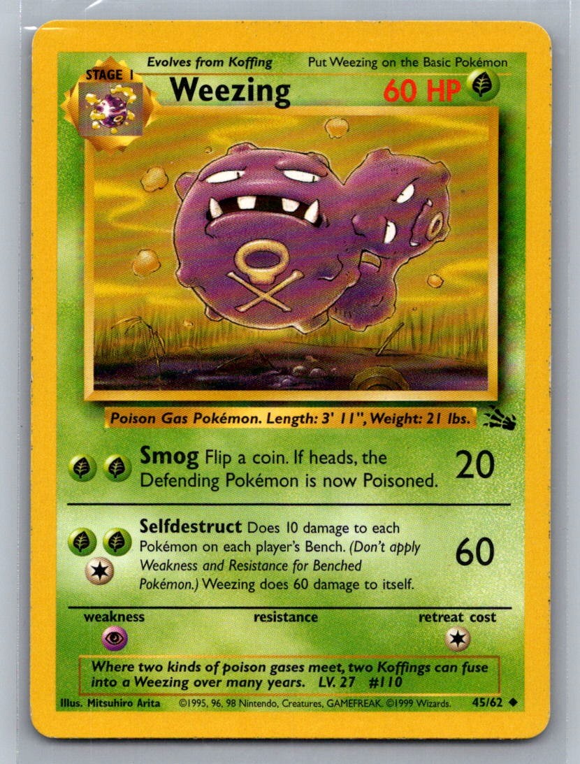 Weezing Unlimited Uncommon 45/62 Fossil LP