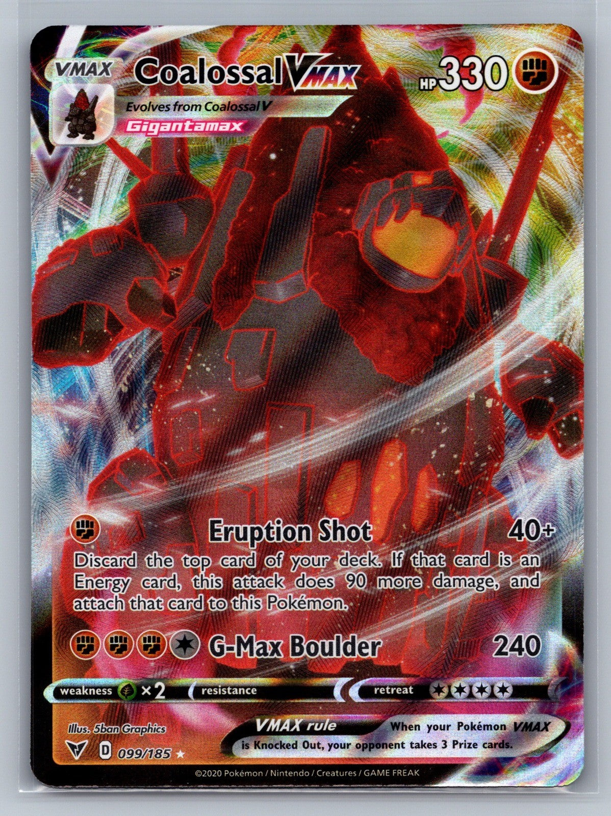 Coalossal VMAX Holo Ultra Rare 099/185 SWSH04: Vivid Voltage NM