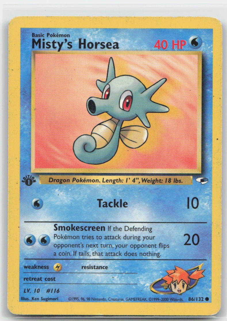 Misty's Horsea 1st Edition Common 086/132 Gym Heroes MP