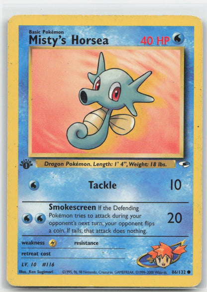 Misty's Horsea 1st Edition Common 086/132 Gym Heroes MP