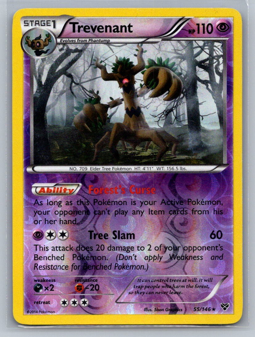 Trevenant Reverse Holo Holo Rare 55/146 XY Base Set LP