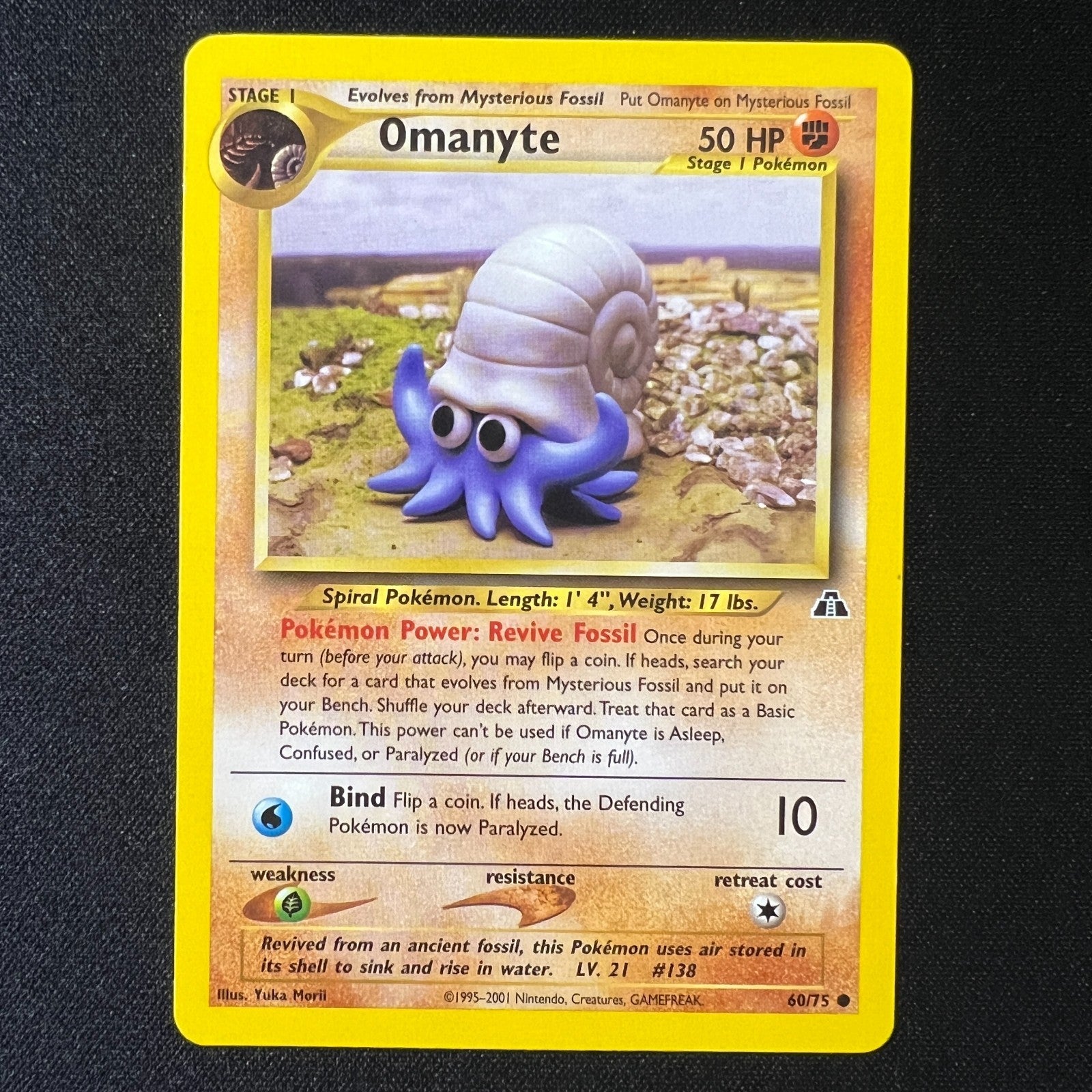 🐚 Omanyte 60/75 – Neo Discovery Vintage Pokemon TCG Cards WOTC Yuka Morii LP