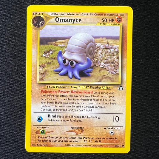 🐚 Omanyte 60/75 – Neo Discovery Vintage Pokemon TCG Cards WOTC Yuka Morii LP