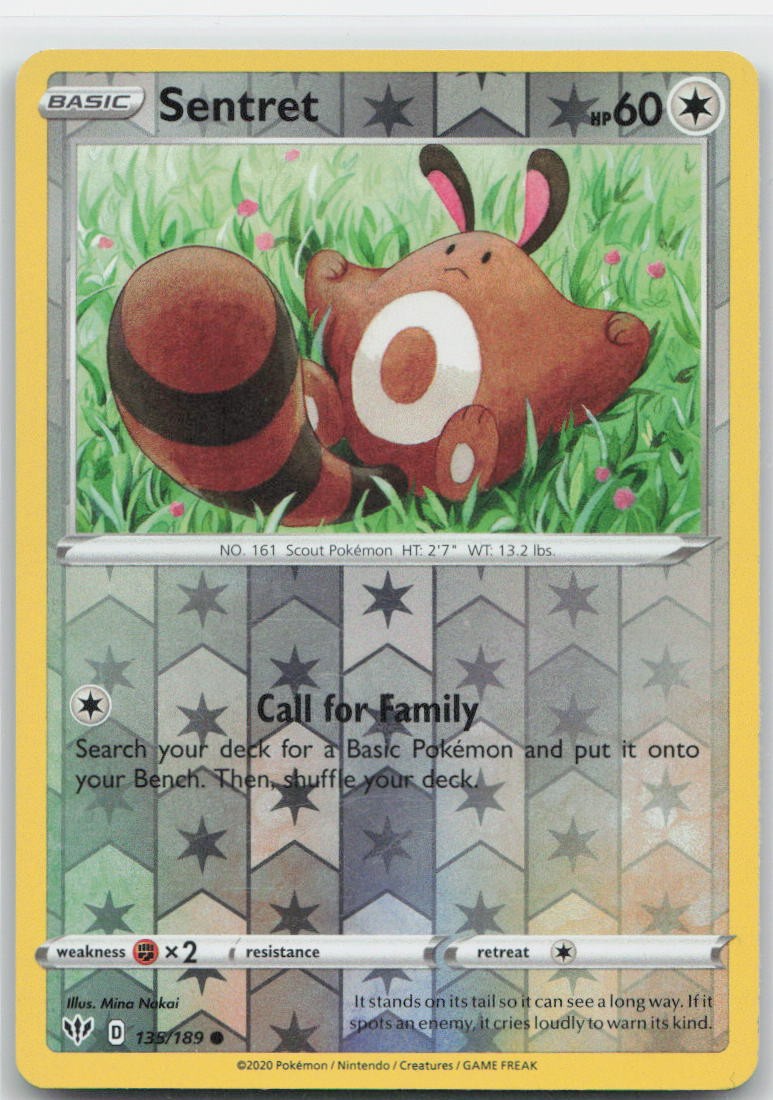 Sentret Reverse Holo Common 135/189 SWSH03: Darkness Ablaze NM