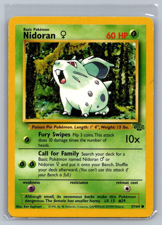 Nidoran F Unlimited Common 57/64 Jungle LP