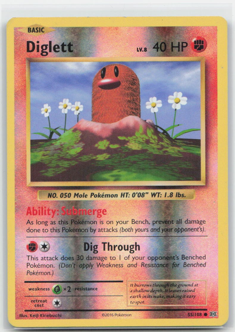 Diglett Reverse Holo Common 55/108 XY - Evolutions NM
