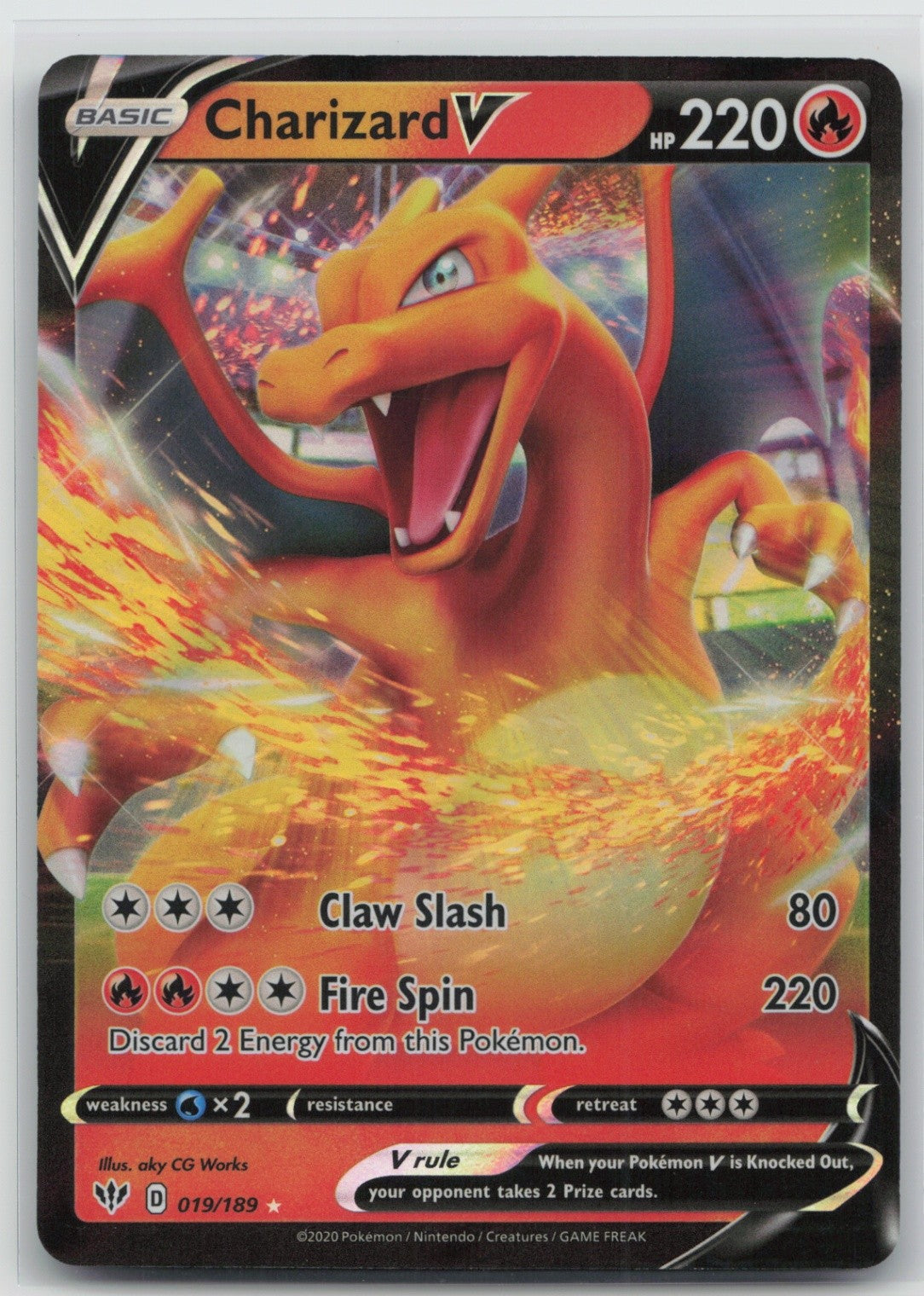 Charizard V Holo Ultra Rare 019/189 SWSH03: Darkness Ablaze NM