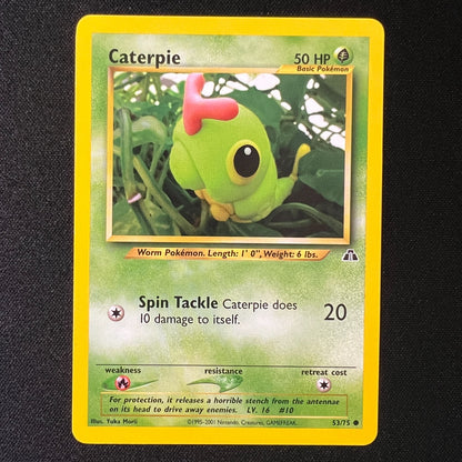 🌱 Caterpie 53/75 –Neo Discovery Vintage WOTC Yuka Morii Pokemon Cards TCG LP