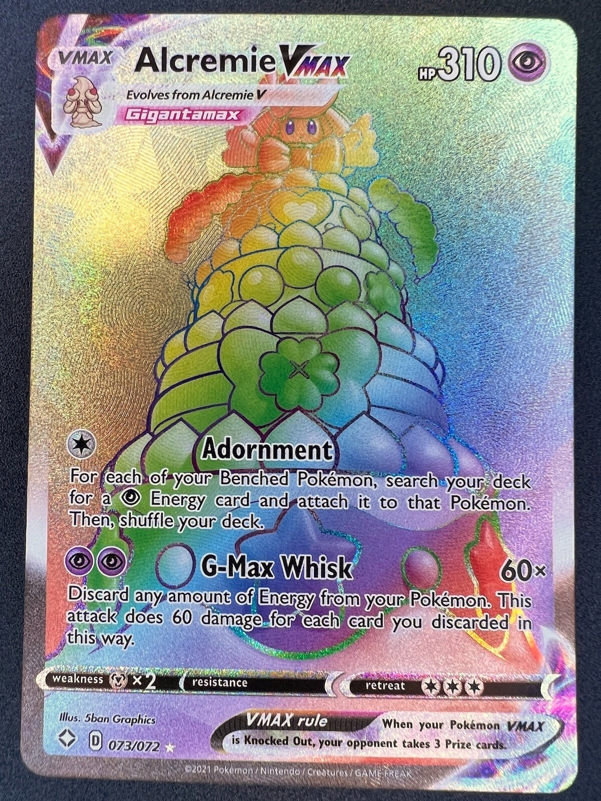 Alcremie VMAX 073/072 – Shining Fates Rainbow Secret Rare Pokemon Card TCG – NM