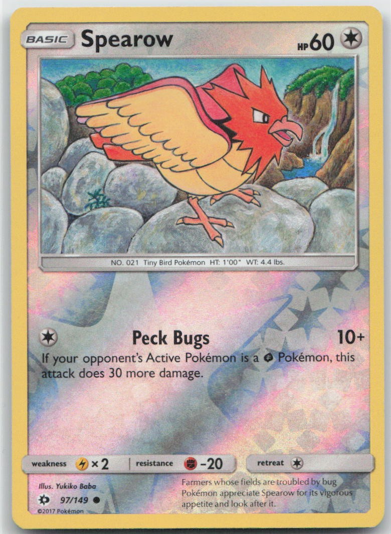 Spearow Reverse Holo Common 97/149 SM Base Set NM