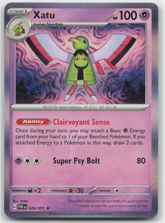 Xatu - Holo Rare 026/091 SV: Paldean Fates NM