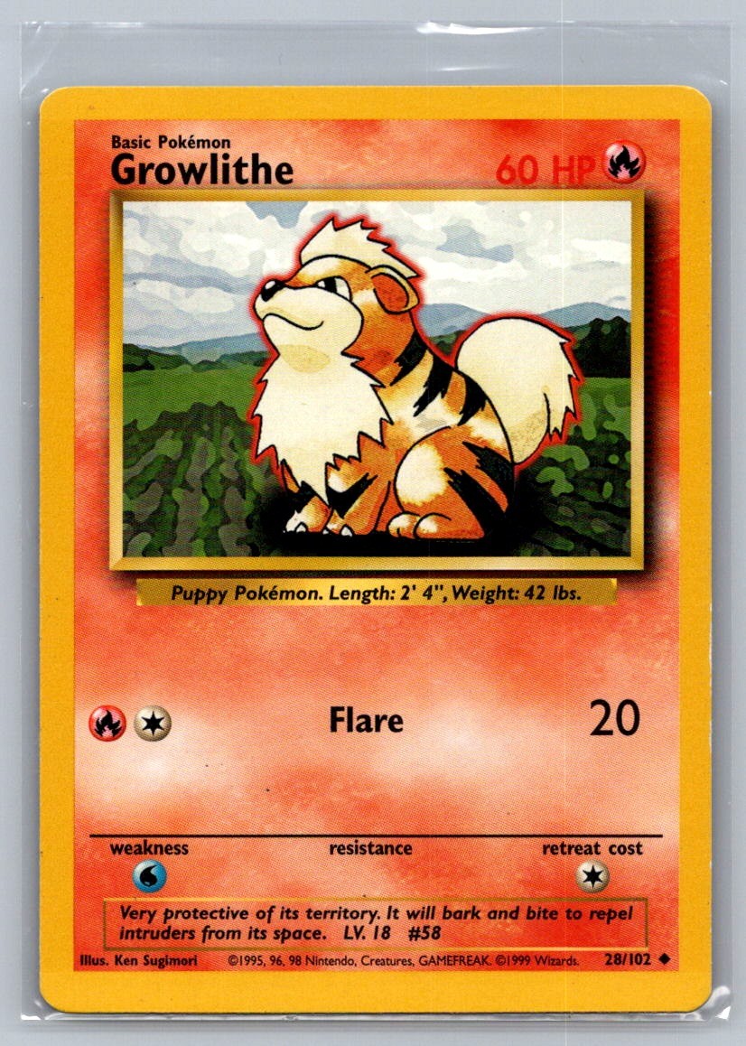 Growlithe Normal 028/102 Base Set LP