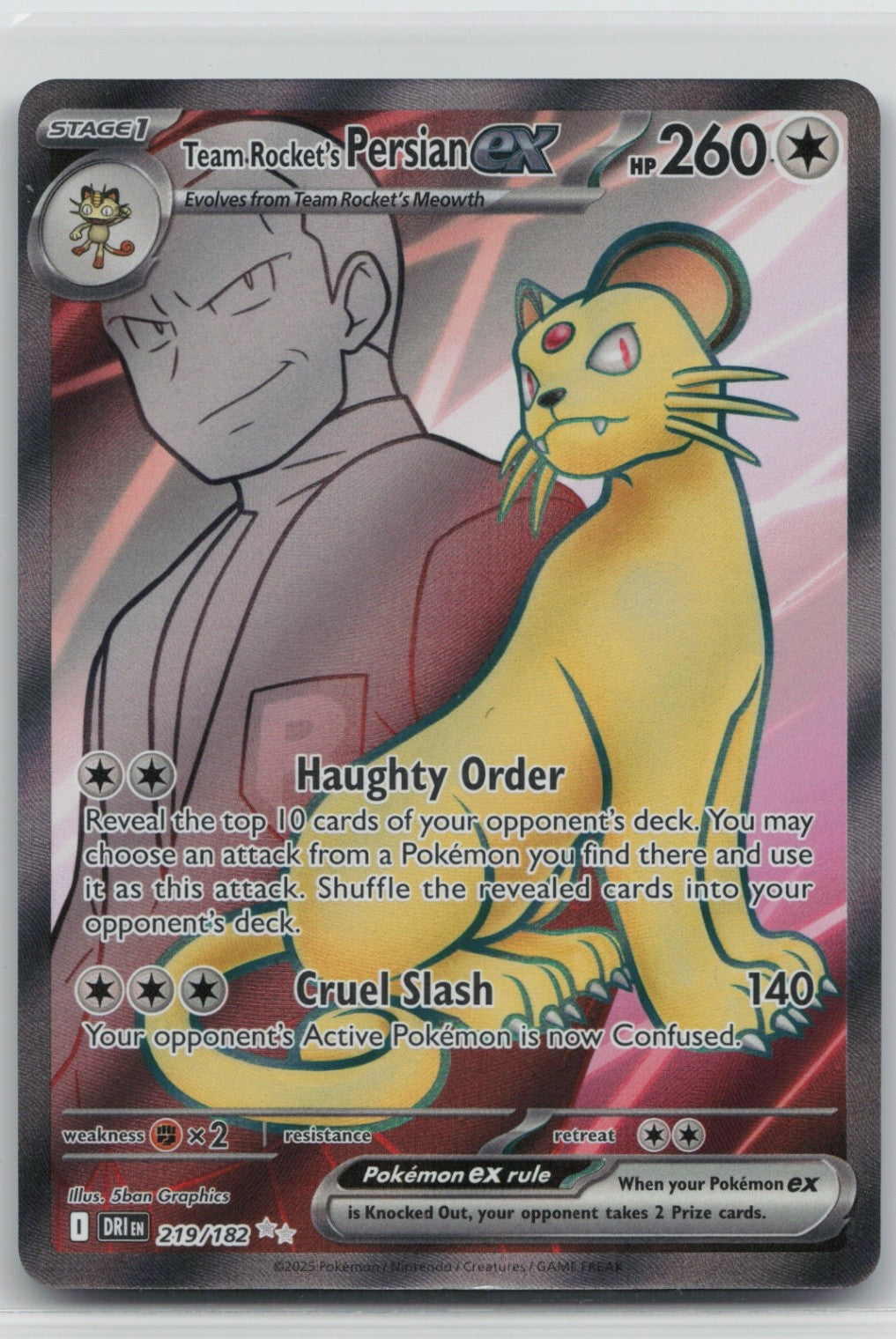 Team Rocket's Persian ex - Holo Ultra Rare 219/182 SV10: Destined Rivals NM
