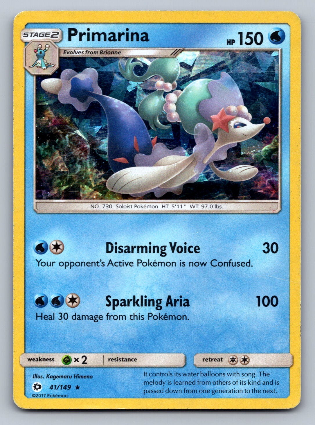 Primarina - (Cracked Ice Holo) 041/149 Water Deck Exclusives LP