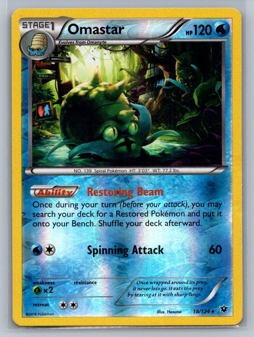 Omastar Reverse Holo Rare 18/124 XY - Fates Collide LP