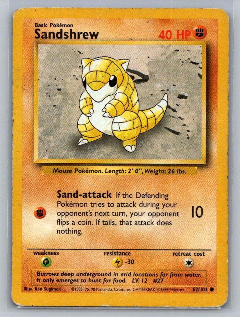 Sandshrew Normal 062/102 Base Set LP