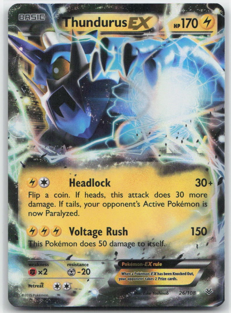Thundurus EX Holo Ultra Rare 26/108 XY - Roaring Skies NM