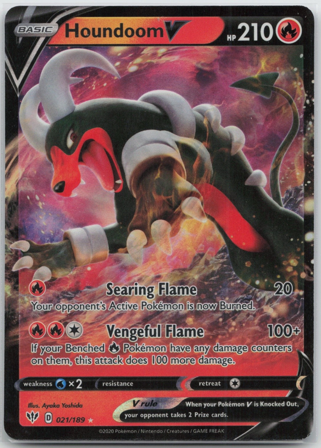 Houndoom V Holo Ultra Rare 021/189 SWSH03: Darkness Ablaze NM