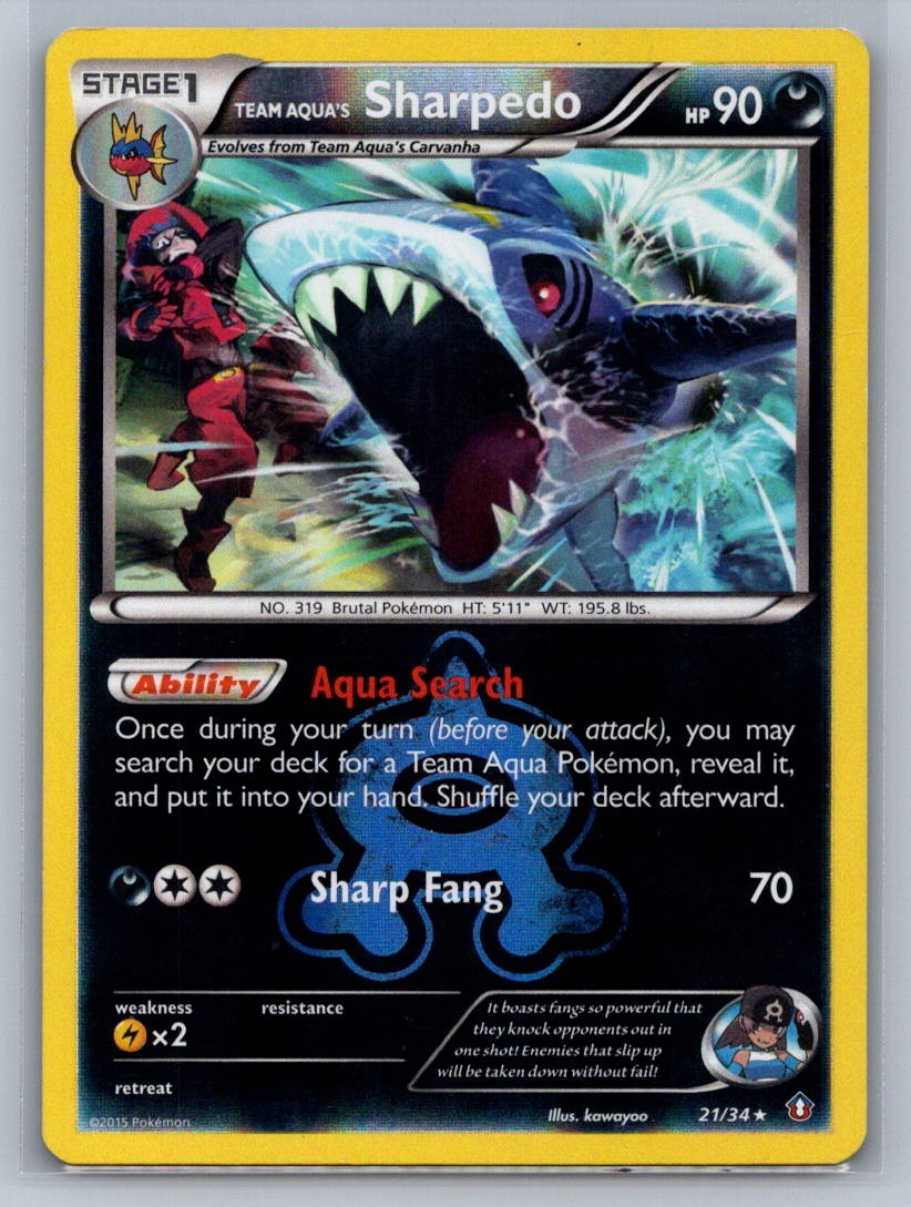 Team Aqua's Sharpedo Reverse Holo Holo Rare 21/34 Double Crisis MP