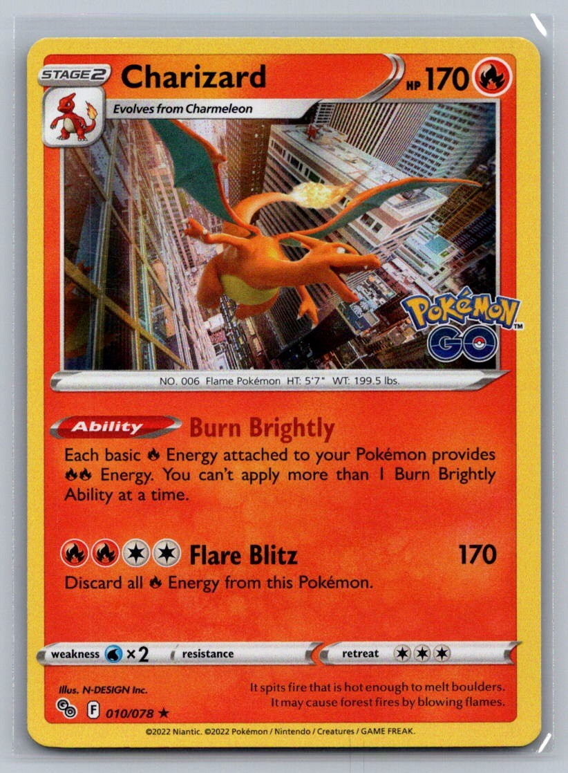 Charizard Holo Holo Rare 010/078 Pokemon GO NM