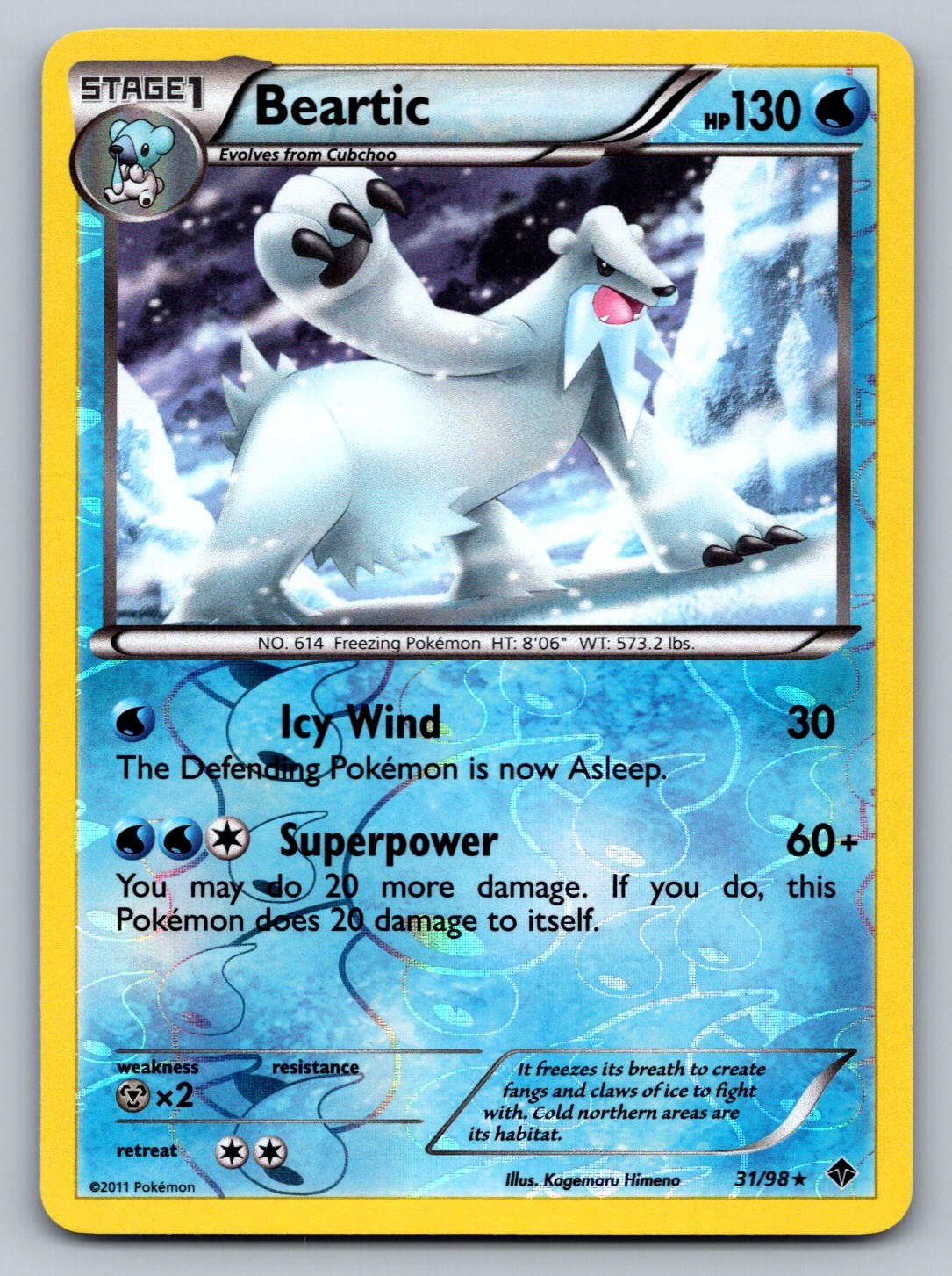 Beartic (31) Reverse Holo Rare 31/98 Emerging Powers NM