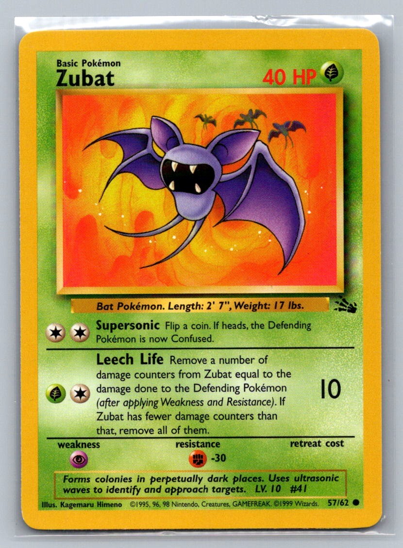 Zubat Unlimited Common 57/62 Fossil LP