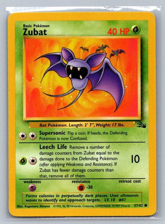 Zubat Unlimited Common 57/62 Fossil LP
