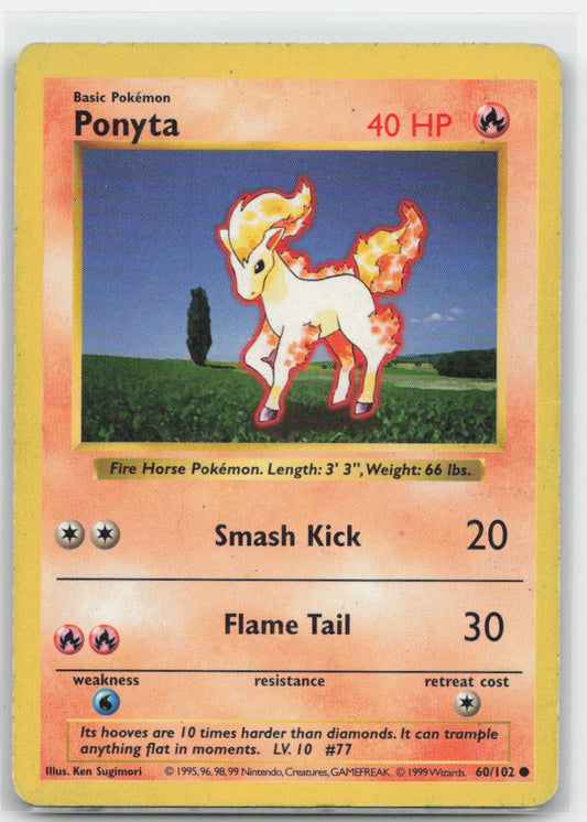 Ponyta Unlimited Common 060/102 Base Set (Shadowless) NM